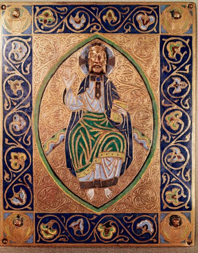 Christ pantocrator (plaque métallique dorée et émaux de l