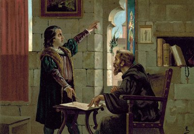 Christophe Colomb au monastère de La Rábida, années 1490 - Spanish School