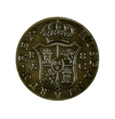 Pièce de 8 réaux espagnols, monnaie castillane frappée à Séville sous le règne de Charles IV (1748-1819) - Spanish School