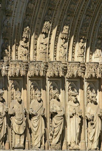 Détail du Portail du Pardon (Puerta del Perdon) portail central de la façade ouest de la cathédrale de Tolède, commencé en 1418 - Spanish School