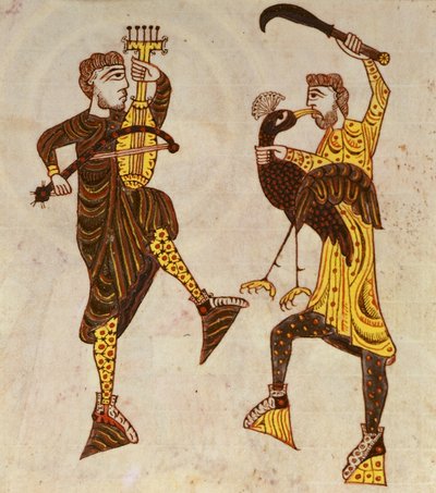 Deux hommes dansant, du Beatus Apocalypse de Santo Domingo de Silos - Spanish School