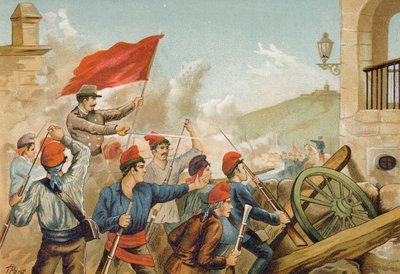 Combats entre volontaires républicains et soldats, Sarria, Barcelone, 1874 - Spanish School