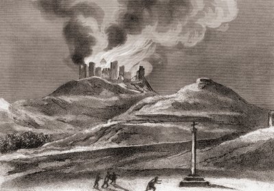 Incendie au monastère de Montearagon, Quincena, Huesca, Espagne en 1835 - Spanish School