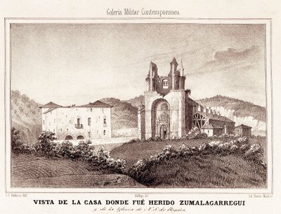 Première guerre carliste (1833-1840) : la maison où le général carliste Tomas Zumalacarregui a été blessé après le siège de Bilbao - Spanish School