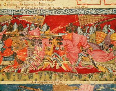 Bataille entre Grecs et Troyens, du Codex Benito Santa Mora - Spanish School