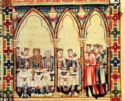 Fol.16v Banquet de fiançailles, du manuscrit réalisé sous la direction d