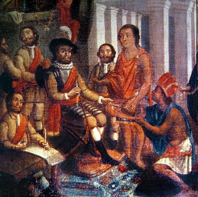 Hernando Cortes recevant l