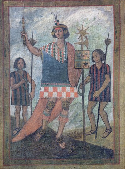 Habitants du Nouveau Monde rencontrés par Christophe Colomb lors de son premier voyage en 1492 - Spanish School