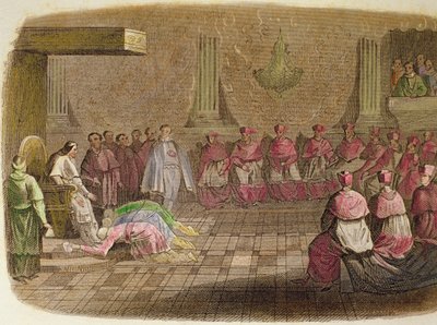 Ambassadeurs japonais prosternés aux pieds du pape Grégoire XIII en 1585 - Spanish School