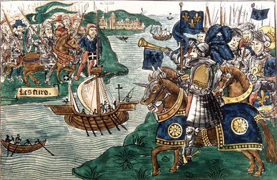 Le roi Louis IX et les croisés arrivant à Carthage en 1270 - Spanish School