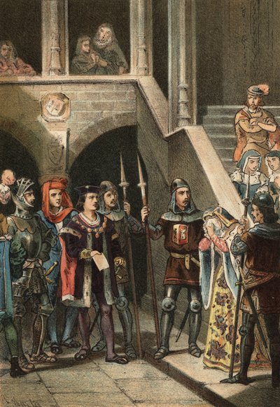 Leonor de Guzman favorite du roi Alphonse XI arrêtée et exécutée par Don Alfonso Fernandez de Olmedo, sous l
