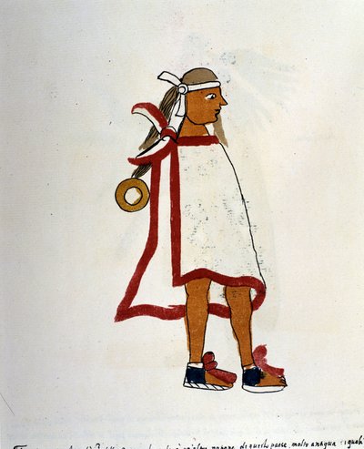 Homme du peuple aztèque dans le Codex Vaticanus 3738 (Codex Vat. Rios). Fac-similé du manuscrit par le dominicain Pedro de los Rios, entre 1570 et 1589, Bibl. Vatican - Spanish School