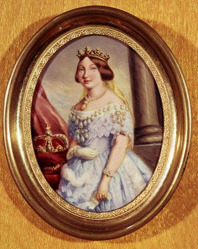 Portrait miniature de la reine Isabelle II (1830-1904) - Spanish School
