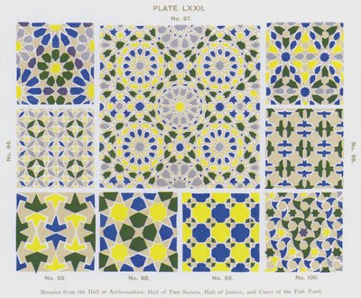 Mosaïques de la Salle des Ambassadeurs, Salle des Deux Sœurs, Salle de Justice et Cour de l