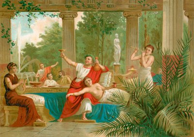 Néron dans une scène bachique - Spanish School