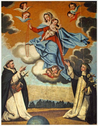 Notre-Dame du Rosaire avec Saint Dominique et Sainte Catherine de Sienne - Spanish School