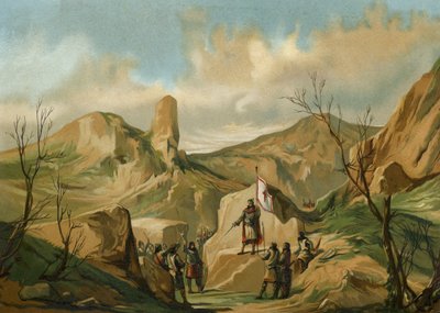 Pélage des Asturies à Covadonga, Espagne, vers 722 - Spanish School