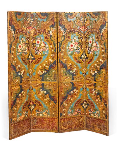 Paravent à quatre volets décoré polychrome - Spanish School