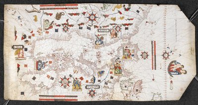 Carte portulan, par Jaume Olives - Spanish School