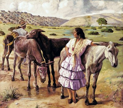Retour de la foire, entre Puerto Real et Jerez de la Frontera (Espagne). Peinture anonyme - Spanish School