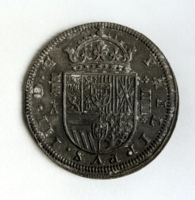 Pièce de monnaie en argent de quatre réaux du règne de Philippe III d