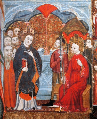 Saint Lazare recevant les premiers chrétiens de Marseille en présence du roi de Provence - Spanish School