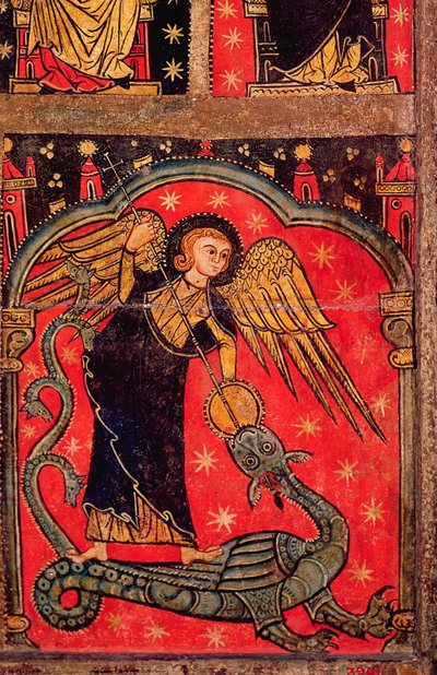 Saint Michel combattant le dragon - Spanish School
