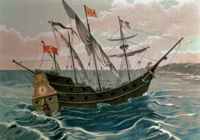 La Santa Maria approchant la côte du Nouveau Monde en 1492, de 