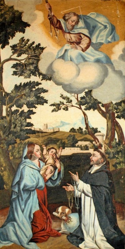 La Vierge Marie présente Jésus à Saint Dominique - Spanish School