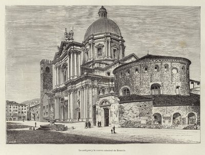 La vieille et la nouvelle cathédrale de Brescia - Spanish School