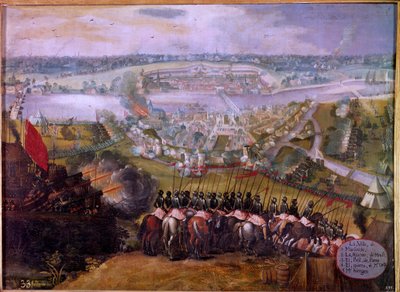 Le siège de Maestricht par les Espagnols en 1579. Gravure du XVIIe siècle. B.N. Paris - Spanish School