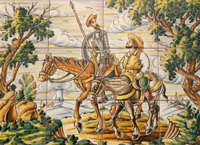 Carreaux représentant Don Quichotte et Sancho Panza - Spanish School