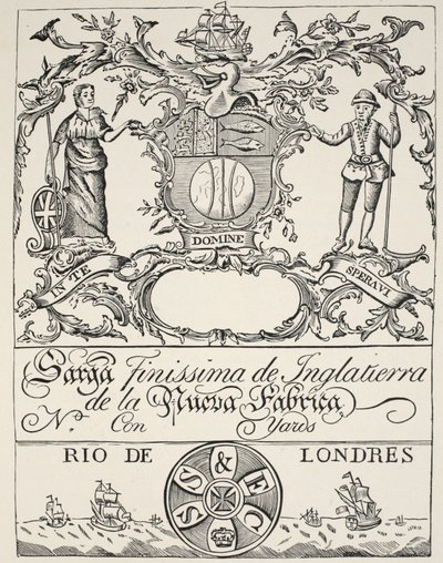 Étiquette commerciale de la Compagnie des mers du Sud - Spanish School