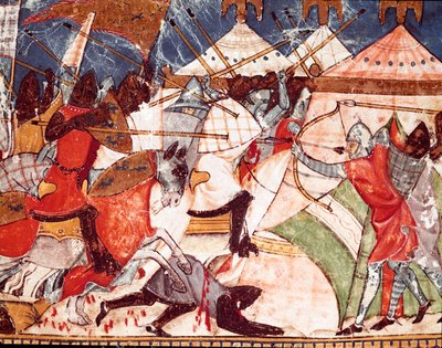 Guerre de Troie : les Troyens envahissent le camp militaire des guerriers grecs (détail) - Spanish School