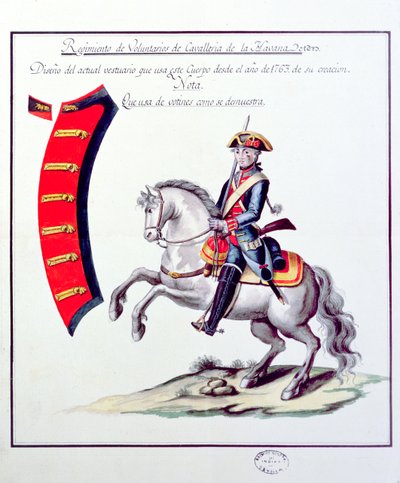 Uniforme des Volontaires du Régiment de Cavalerie de La Havane, 1763 - Spanish School