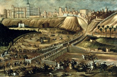 Vue du Palais Royal et du Pont de Ségovie, Madrid - Spanish School