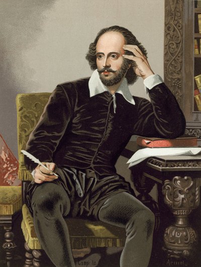 William Shakespeare, écrivant - Spanish School