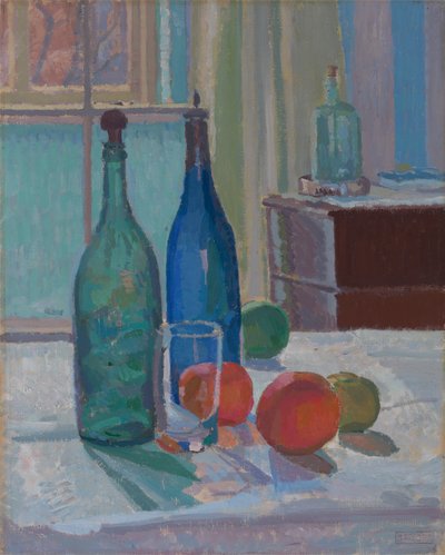 Bouteilles bleues et vertes et oranges - Spencer Frederick Gore