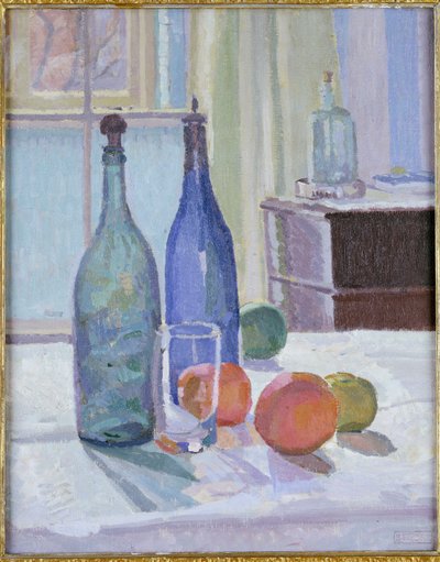 Bouteilles bleues et vertes et oranges - Spencer Frederick Gore