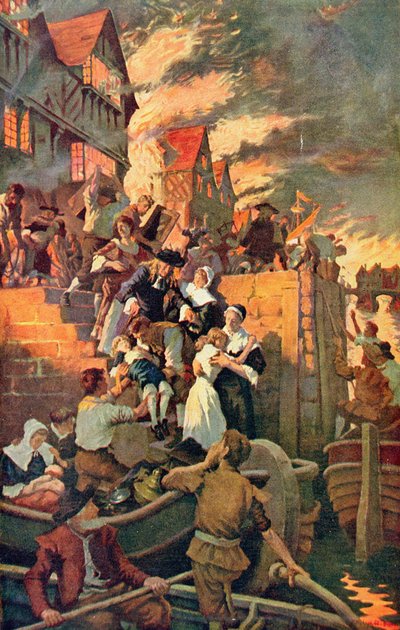 Le Grand Incendie de Londres en 1666, illustration de 
