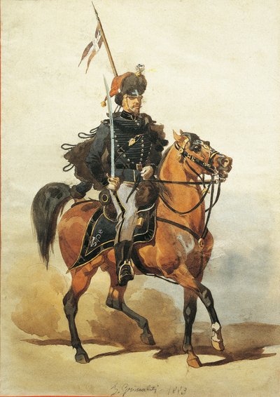 Officier des hussards de Plaisance, dessin de Stanislao Grimaldi del Poggetto - Stanislas Grimaldi del Poggetto