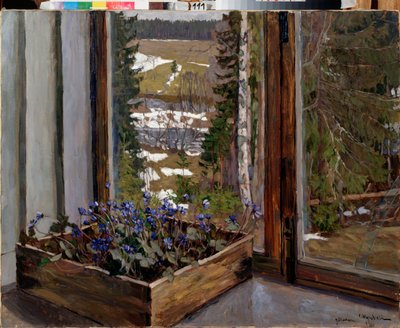 Perce-neige. Peinture de Stanislav Yulianovich Zhukovsky (1873-1944), huile sur toile - Stanislav Joulianovitch Joukovski
