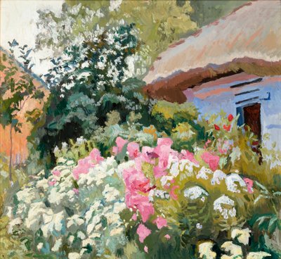 Fleurs devant un cottage - Stanislaw Kamocki