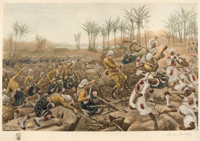 Les Highlanders de Cameron prenant une palissade, Atbara, 8 avril 1898 (photolithographie) - Stanley Berkeley