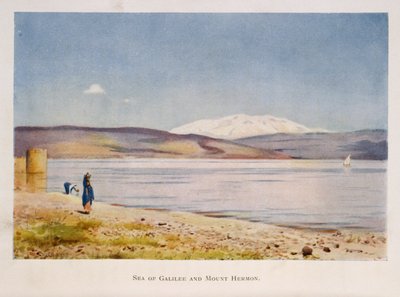 Mer de Galilée vers le mont Hermon (en Syrie), Palestine 1906 - Stanley Inchbold