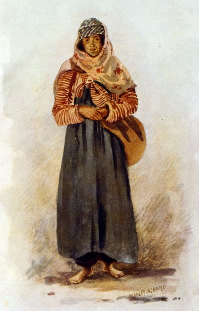 Illustration représentant une paysanne syrienne - Stanley Inchbold