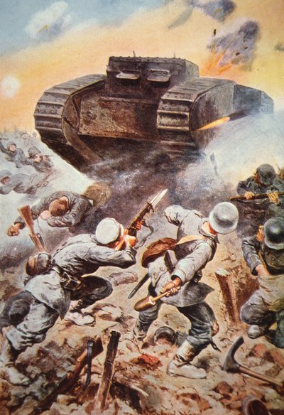 Char britannique en action contre les Allemands sur le front occidental pendant la Première Guerre mondiale - Stanley L. (after) Wood
