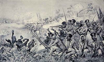 La brigade de Godby faisant une résistance courageuse entourée par les Sikhs, bataille de Chilianwala - Stanley L. (after) Wood