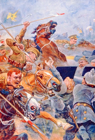 La charge des 9e lanciers pendant la retraite de Mons - Stanley L. (after) Wood