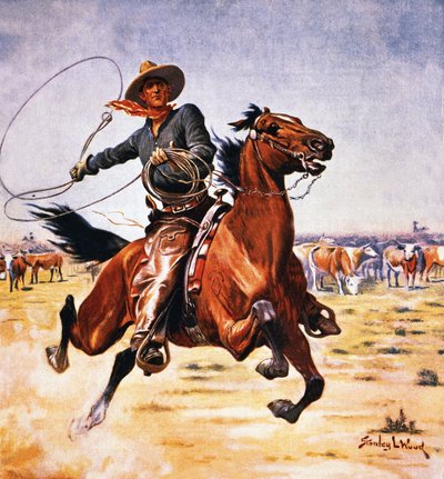 Cow-boy avec lasso - Stanley L. Wood